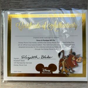 Disney Movie Club Exclusive Timon & Pumbaa VIP Pin